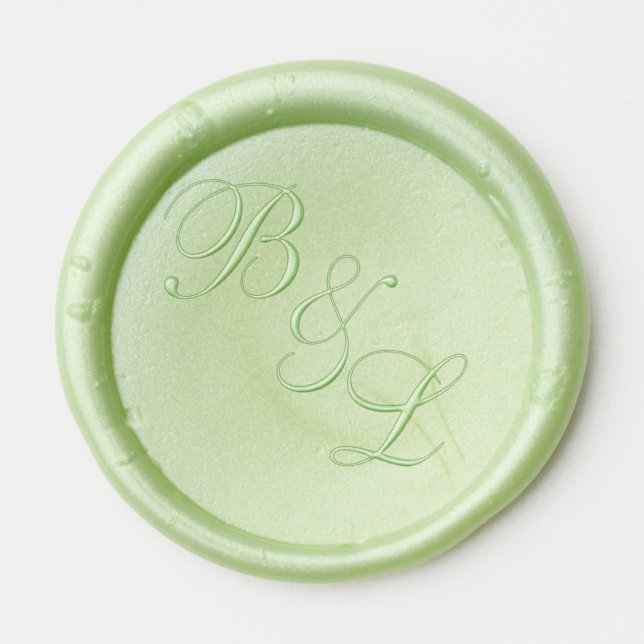 Elegant Sage Green Cursive Script Wedding Monogram Wax Seal Sticker (Front)
