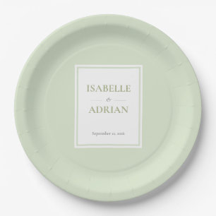 Elegant Sage Green Engagement Party Paper Plates