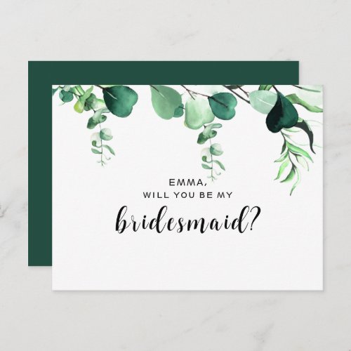 Elegant Sage Green Eucalyptus Foliage Bridesmaid Postcard