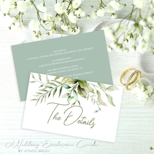 Elegant Sage Green Eucalyptus Foliage Wedding Enclosure Card