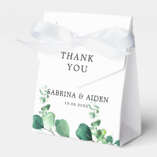 Elegant Sage Green Eucalyptus Foliage Wedding Favor Boxes
