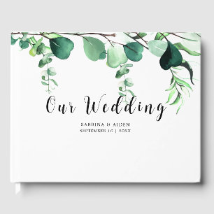 Elegant Sage Green Eucalyptus Foliage Wedding Guest Book