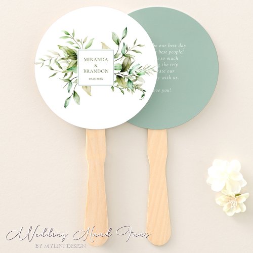 Elegant Sage Green Eucalyptus Foliage Wedding Hand Fan