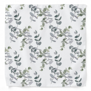 Elegant Sage Green Eucalyptus Leaves Pattern Bandana