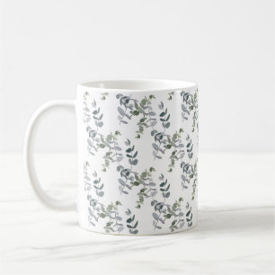 Elegant Sage Green Eucalyptus Leaves Pattern Coffee Mug
