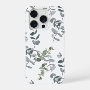 Elegant Sage Green Eucalyptus Leaves Pattern iPhone 15 Pro Case