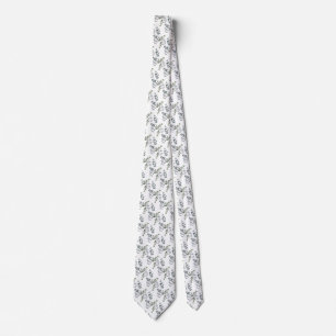 Elegant Sage Green Eucalyptus Leaves Pattern Neck Tie