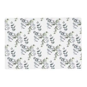 Elegant Sage Green Eucalyptus Leaves Pattern Placemat