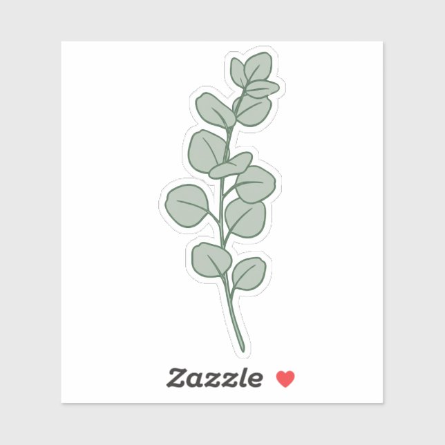 Elegant Sage Green Eucalyptus Minimalist Botanical Sticker (Sheet)