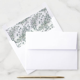 Elegant Sage Green Eucalyptus Watercolor Wedding Envelope Liner