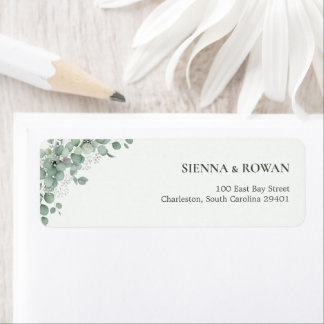 Elegant Sage Green Eucalyptus Wedding Return Addre Label