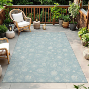 Elegant Sage Green Floral Area Rug