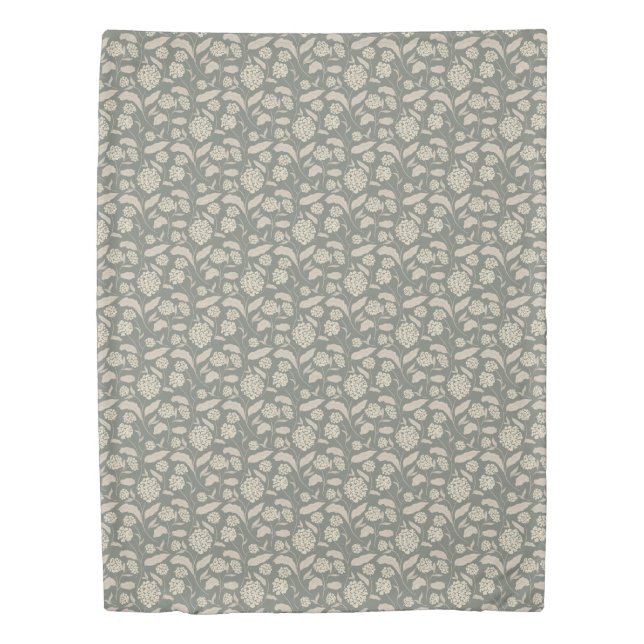 Elegant Sage Green Floral Botanical  Duvet Cover (Front)