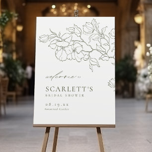 Elegant Sage Green floral bridal shower Sign