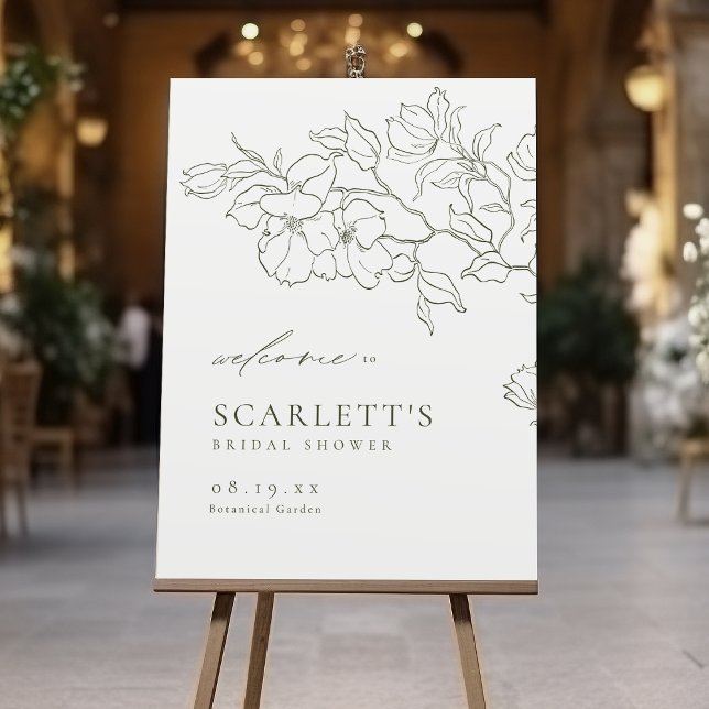 Elegant Sage Green floral bridal shower Sign (Elegant Sage Green floral bridal shower Sign)
