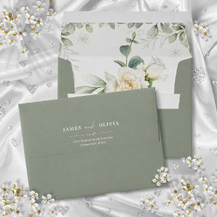 Elegant Sage Green Floral Envelope