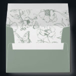 Elegant Sage Green Floral Garden Wedding Address Envelope<br><div class="desc">Sage green floral wedding envelope.</div>