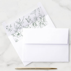 Elegant Sage Green Floral Garden Wedding Envelope Liner