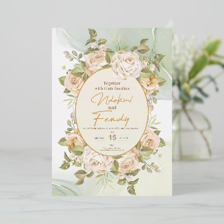 Elegant Sage Green Floral Garden Wedding Invitatio Foil Invitation