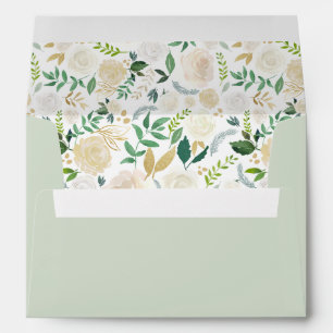 Elegant Sage Green Floral Greenery Wedding Envelope