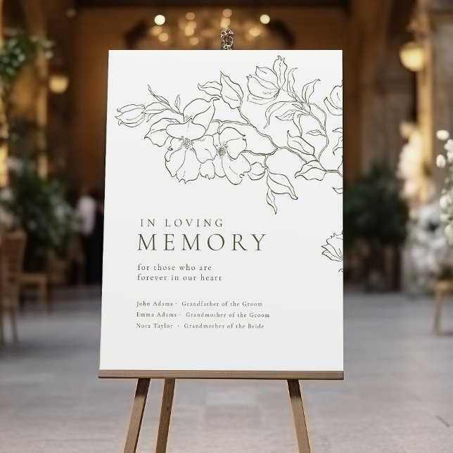 Elegant Sage Green floral In Loving Memory Sign (Elegant Sage Green floral In Loving Memory Sign)