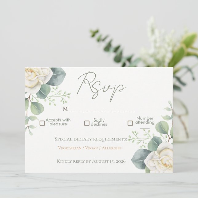 Elegant Sage Green Floral Invitation (Standing Front)