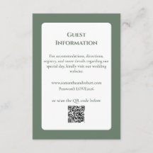 Elegant Sage Green Floral Line Art QR Code Wedding