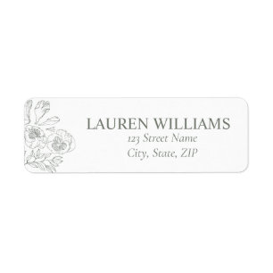 Elegant Sage Green Floral Line Art Wedding Label