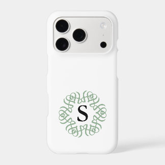 Elegant Sage Green Floral Monogram Family iPhone 17 Pro Case