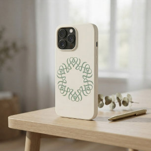 Elegant Sage Green Floral Monogram Family iPhone 17 Pro Case
