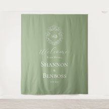 Elegant Sage Green Floral Monogram Wedding Welcome