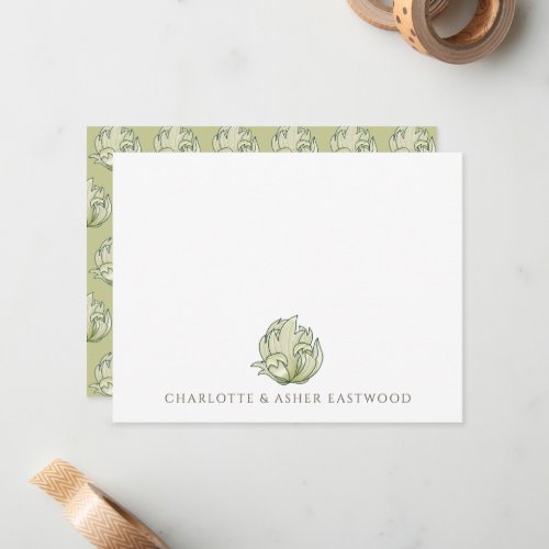 Elegant Sage Green Floral  Note Card