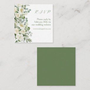 Elegant Sage Green Floral Outdoor Wedding RSVP Note Card