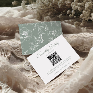 Elegant Sage Green Floral QR Code Wedding RSVP Card