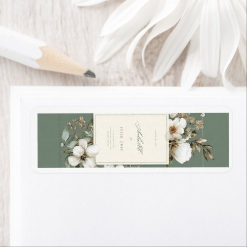 Elegant Sage Green Floral Return Address Labels |
