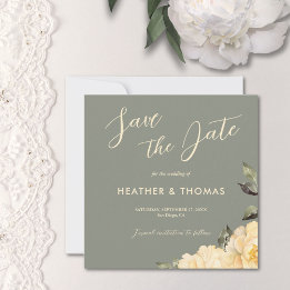 Elegant Sage Green Floral Save The Date Invitation