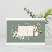 Elegant Sage Green Floral Thank You Postcard | Bla