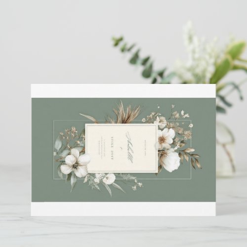 Elegant Sage Green Floral Thank You Postcard | Bla