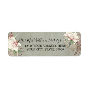 Elegant Sage Green Floral Tropical Foliage Wedding Label