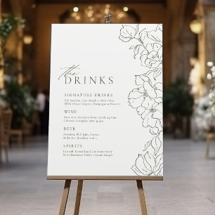 Elegant Sage Green floral Wedding bar drink Foam Board