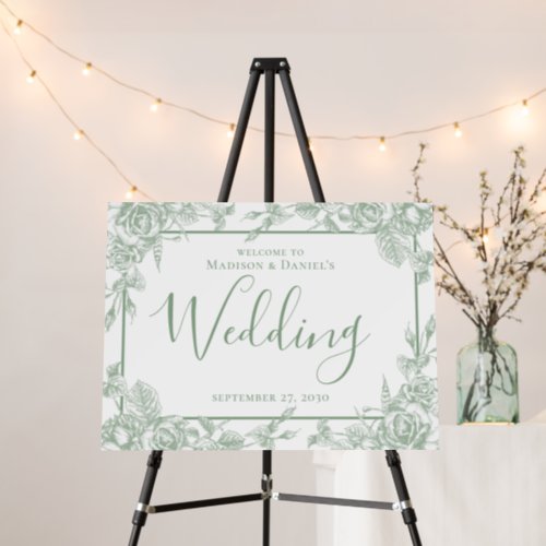 Elegant Sage Green Floral Wedding Foam Board