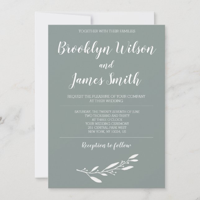 Elegant Sage Green Floral Wedding Invitation (Front)