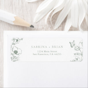 Elegant Sage Green Floral Wedding Return Address Label