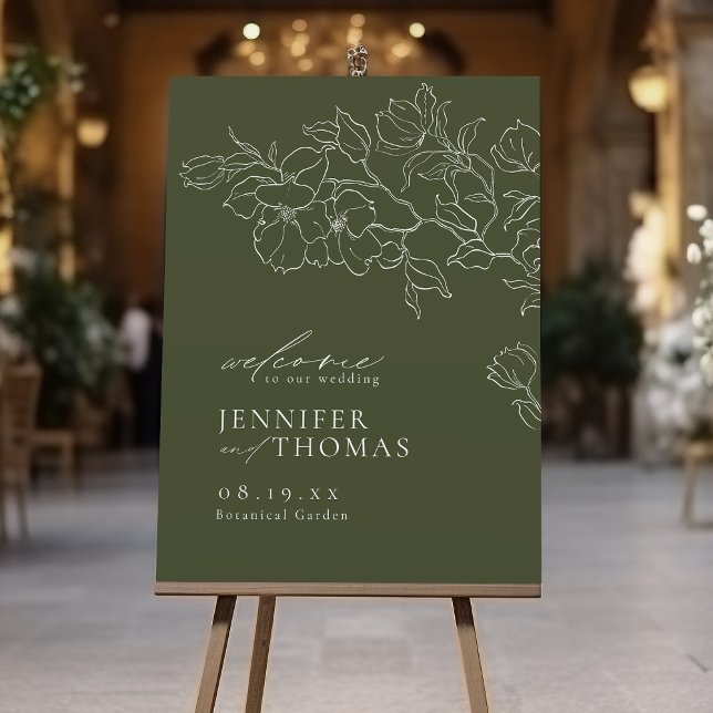 Elegant Sage Green floral Wedding Welcome Sign (Elegant Sage Green floral Wedding Welcome Sign)