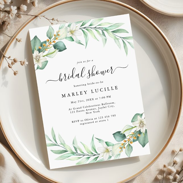 Elegant Sage Green Foliage Bridal Shower Invitation (Creator Uploaded)
