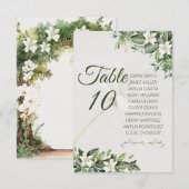 Elegant Sage Green Foliage Table Number with Guest (Front/Back)