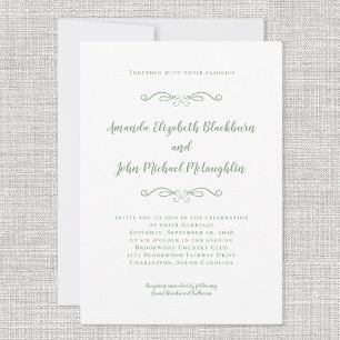 Elegant Sage Green Formal Wedding  Invitation