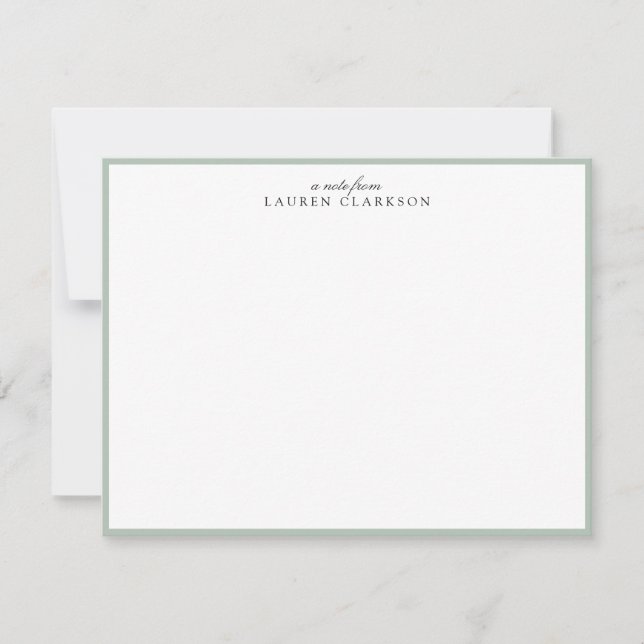 Elegant Sage Green Frame Personalized Note Card (Front)