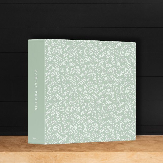 Elegant Sage Green French Country Botanical Photo 3 Ring Binder (Creator Uploaded)