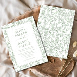 Elegant Sage Green French Floral Toile Invitation